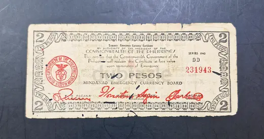1943 Philippines 2 Peso Banknote