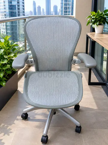 Herman Miller Ergonomic Mesh Office Chair — Light Grey, Good Condition