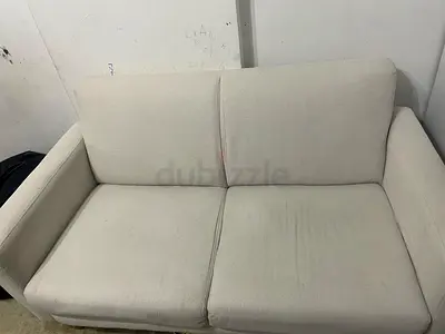 Cream Fabric 2-Seater Sofa. 2 Sofa