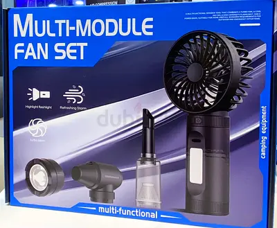 Portable Multi-Module Handheld Fan Set — Flashlight & Attachments