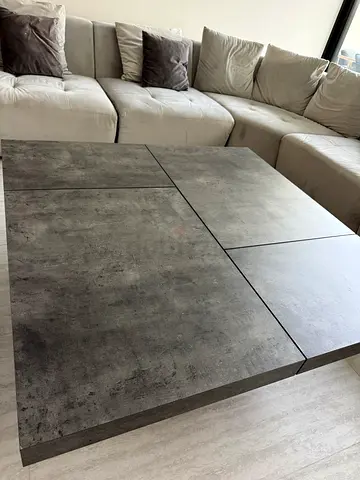 Large modern concrete-look coffee table — square, sturdy