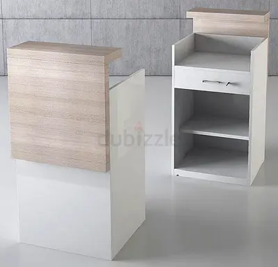 Reception counter with storage and drawer wood finish