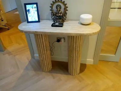 Travertine console table