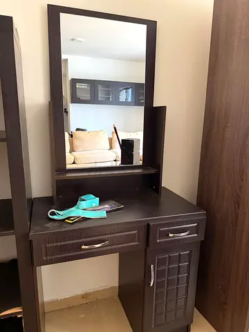 Dressing table with mirror, dark wenge