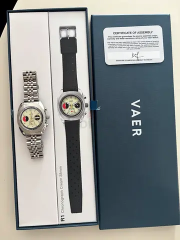 Vaer R1 racing Chronograph Watch — Stainless Steel & Black Strap (New in Box)