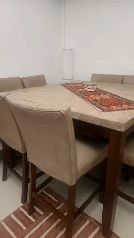 8 seater Marble top Dining Table with Leather Chairs
