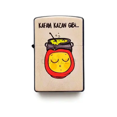 Vintage-style collectible flip lighter with Turkish cartoon design Zippo style - UNUSED 167