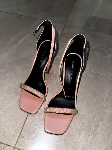 Charles and Keith Nude Pink Embellished Sandals