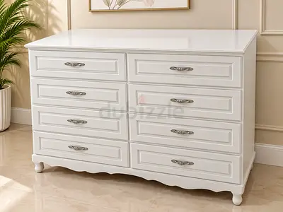 Classic White 8 Drawer Dresser for Bedroom