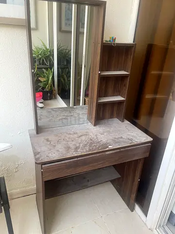 Wooden dressing table with mirror and drawers - good condition