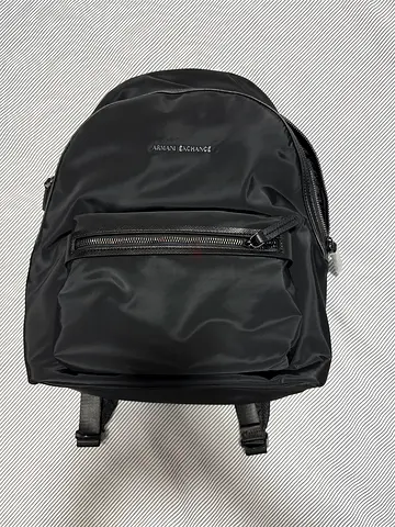 Armani Exchange Logo Backpack Faux Leather-Black