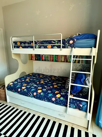 Custom Made Sturdy Bunk Bed with book shelf
Under-bed drawer for extra storage dismantled and packed
