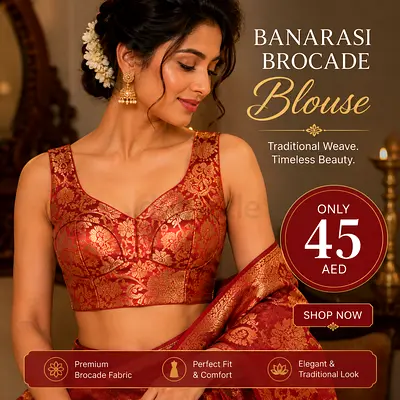 Banarasi Brocade Blouse - Traditional Red Gold
