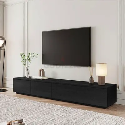 Low Black TV Cabinet / Entertainment Unit - Modern Minimalist Design