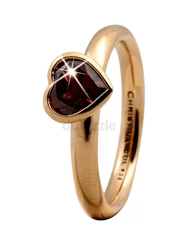 Christina Ring Gold ring with heart-shaped garnet stone, 800-3.2.B55