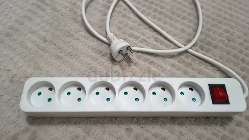 6-socket Power Strip with Switch - Used, Working, EU