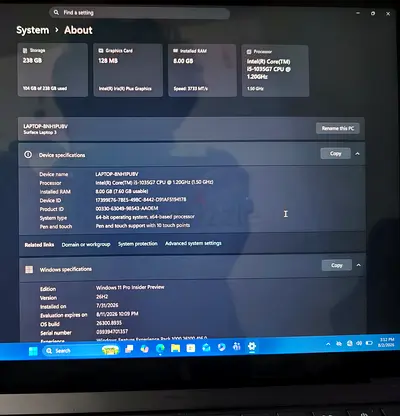 Microsoft Surface Laptop 3 - Intel i5, 8GB RAM, 256GB SSD Good Condition