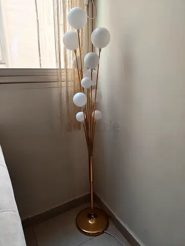 Gold multi-globe floor lamp with frosted glass shades — good condition
