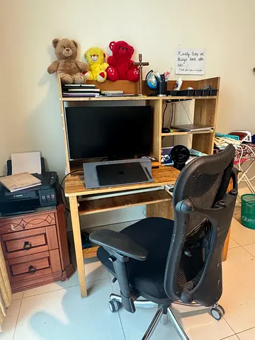 Computer desk and chair, coffee table
