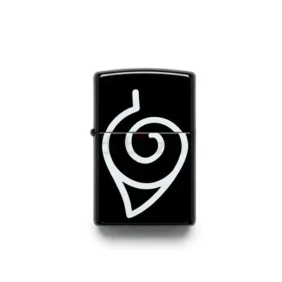 Black Zippo-style Lighter with White Spiral Design - UNUSED 170