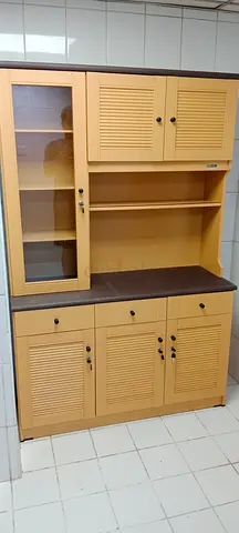wooden kitchen cabinet / storage unit with glass display