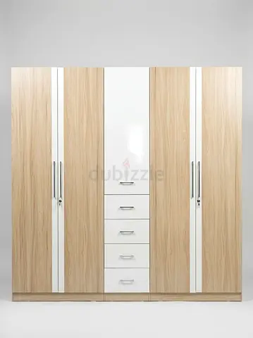 Modern 4-Door Wardrobe with 5 Central Drawers