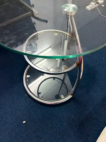Modern Round Glass Top Coffee Table with Chrome Base