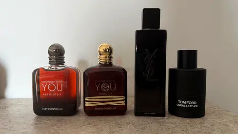 Assorted men's designer fragrances - Armani, YSL, Tom Ford (set of 4) full bottles