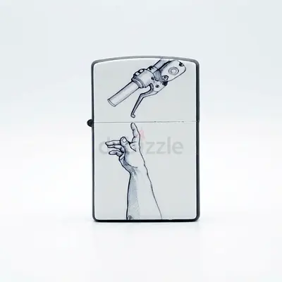 Vintage-style Zippo style lighter with hand and throttle artwork - UNUSED 158