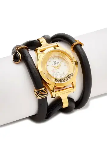 Christina Watches Gold Tone Women's Wrap Bracelet Watch Fabric Analog Wrist Watch 300 GWBLN