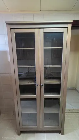 Wooden Glass-Front Display Cabinet / Bookcase - Light Brown
