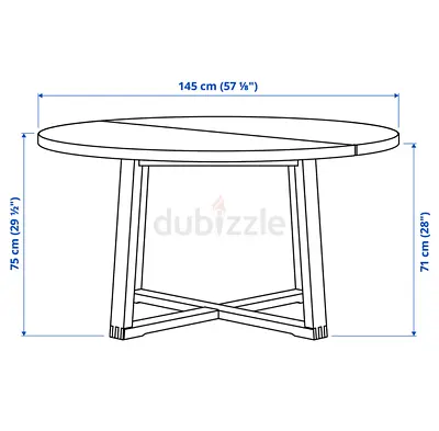 Round wooden dining table 145cm (seats 4-6) - Like new!