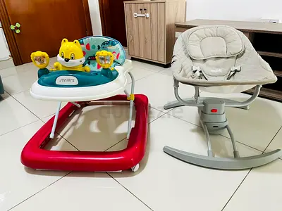 Juniors Baby walker and electric rocker bouncer set - gently used