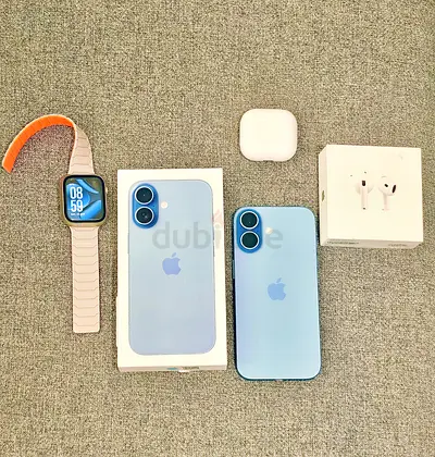 Iphone 17, airpods 4, and apple watch series 6 bundle + 5 phone covers