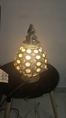 Ornate Moroccan-style Decorative Table Lamp, Working