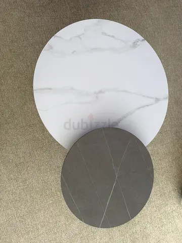 Set of 2 Round Nesting Coffee Tables - Marble Effect Tops