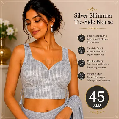 Silver Shimmer Tie-Side Blouse
