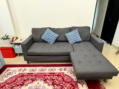 Gray L-shaped 3-seater Sofa with Chaise - Good Condition