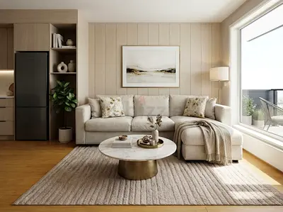Modern L-Shaped Sectional Sofa in Beige vimle
