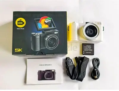 5K UHD Digital Camera with Flip Screen and Accessories