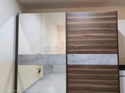 Soft closing Large sliding wardrobe with mirror and wood finish —  very good condition