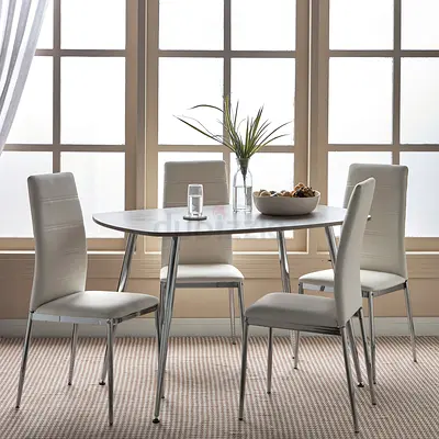 Warden 4 seater wooden top dining set