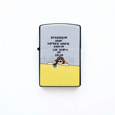 Printed Zippo-style Collectible Lighter with Turkish Illustration - UNUSED 169