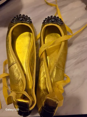 Gold jeweled ballet flats - size unknown, gently used