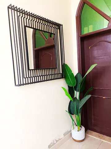 Modern Geometric Black Metal Wall Mirror