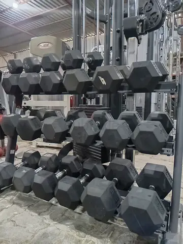 Hex Rubber Dumbbells Multiple Pairs (Gym Grade)