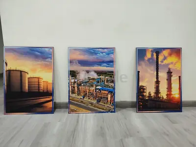 Set of 3 Industrial-themed Canvas Prints — Factory Landscape Wall Art