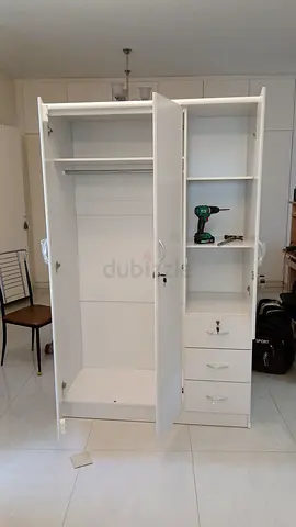 Stylish White 3-Door Wardrobe with drawers available