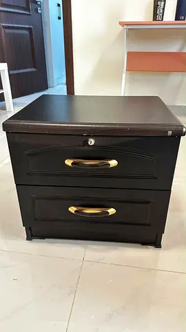 Black 2-Drawer Bedside Table / Nightstand with Lock - Good Condition
