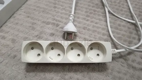 White 4-Socket Power Strip Extension Lead - European Plug